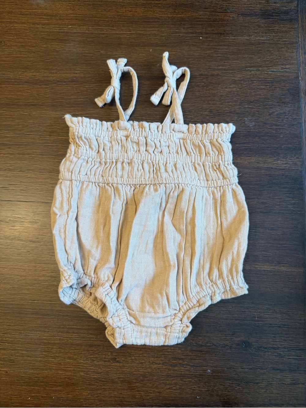 Kids Neutral Cream Smocked Bubble Romper - Baby Girls old navy